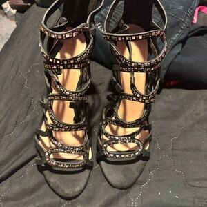 Aldo Black Heels with Silver Detailing